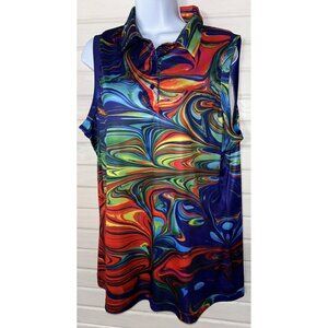PLG Play Loud Golf Sz XXL Silently be Heard Sleeveless Polo Shirt Bright EUC